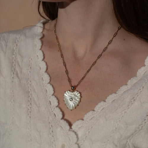 Malene Heart Mop Paperclip Necklace