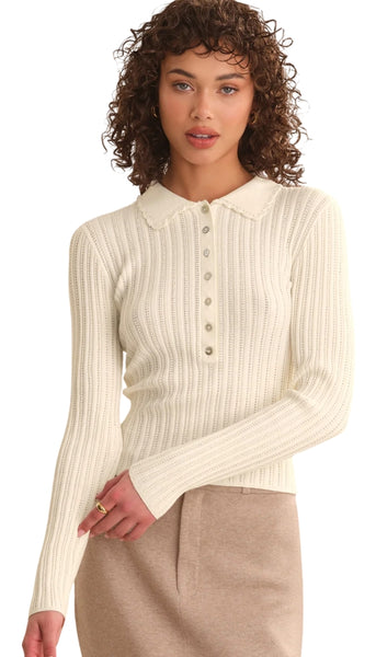 Tabitha Crochet Collar Long Sleeve Henley