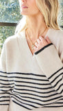 Stripe V Neck Sweater