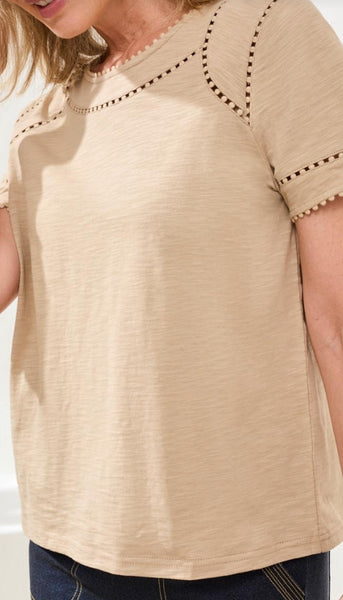 Short Sleeve Top With Dotted Lace