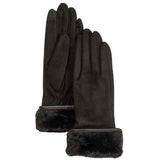 Stretch Suede Faux Fur Cuff Gloves