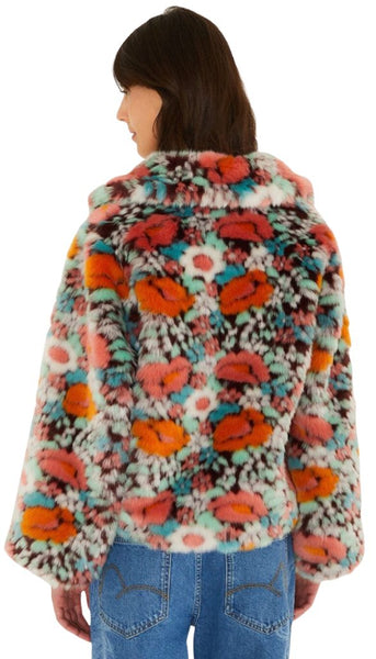 Floral Faux Fur Jacket