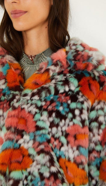 Floral Faux Fur Jacket