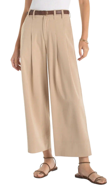 Pleated Wide Leg Crop Trouser