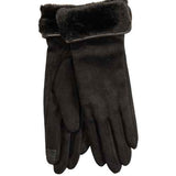 Stretch Suede Faux Fur Cuff Gloves