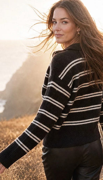 Stripe Half Zip Sweater