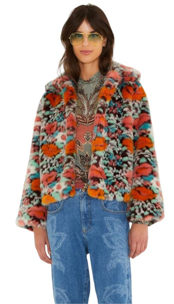 Floral Faux Fur Jacket