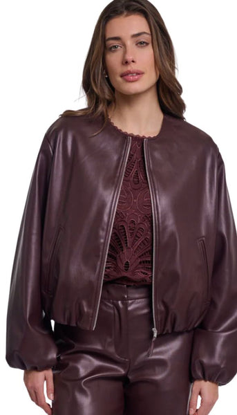 Faux Leather Blouson Jacket