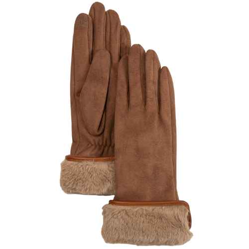 Stretch Suede Faux Fur Cuff Gloves