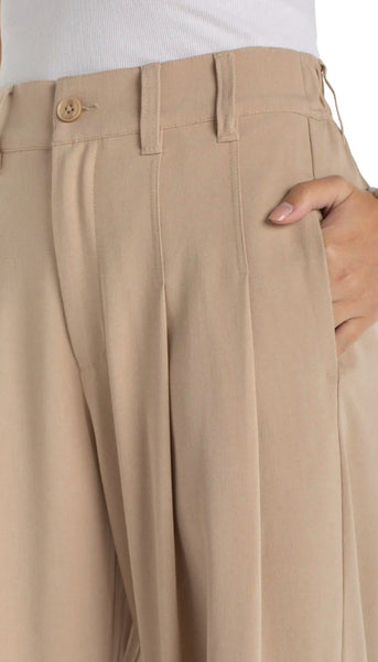 Pleated Wide Leg Crop Trouser