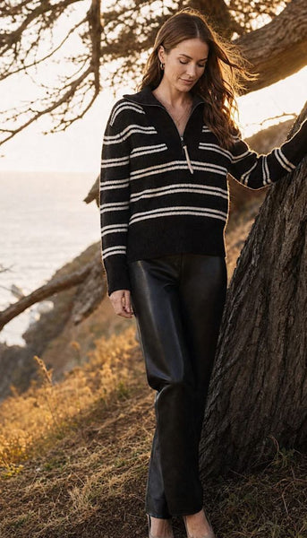 Stripe Half Zip Sweater