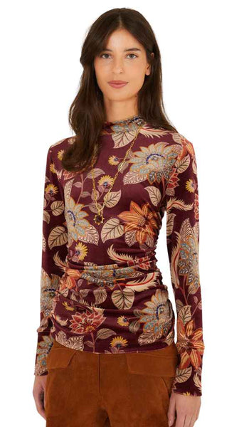 Deli Floral Velvet Jersey Blouse