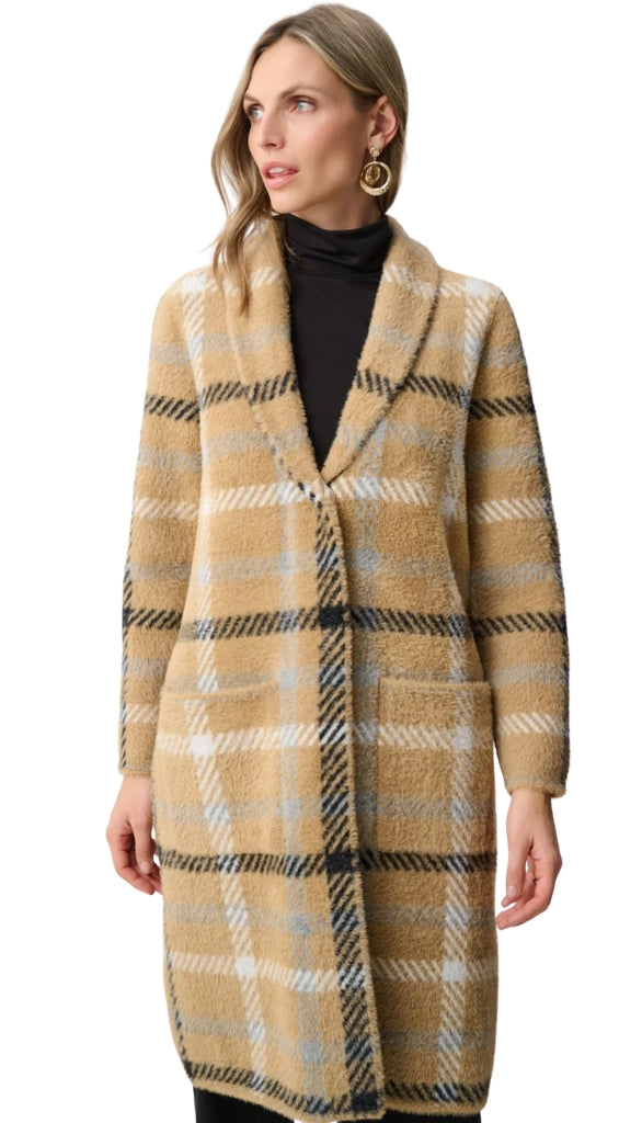 Plaid Coat With Detachable Faux Fur Collar