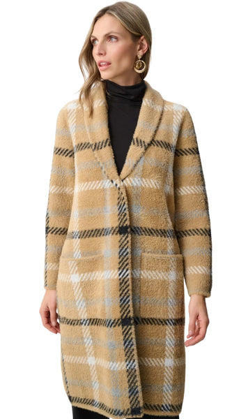 Plaid Coat With Detachable Faux Fur Collar