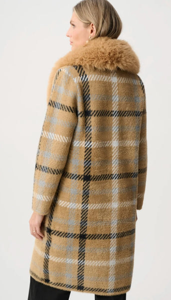 Plaid Coat With Detachable Faux Fur Collar