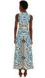 Flora Tile Off White Midi Dress