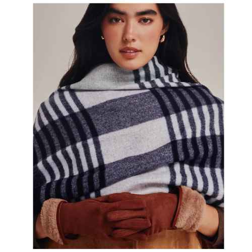Stretch Suede Faux Fur Cuff Gloves