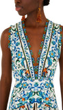 Flora Tile Off White Midi Dress