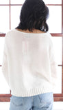 Star Embroidered 3/4 Sleeve V Neck