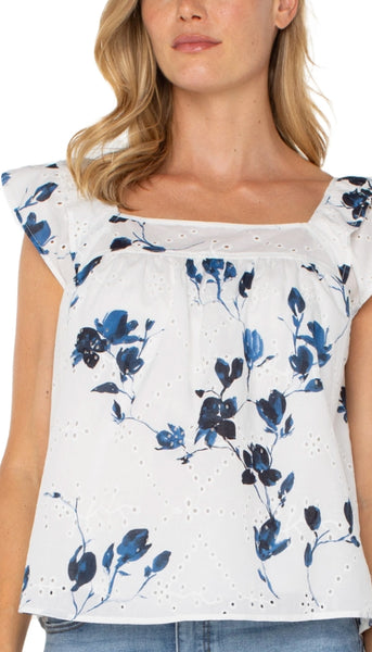 Short Sleeve Square Neck Blouse