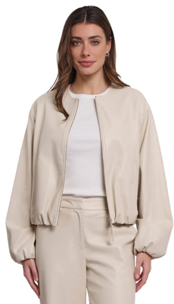 Faux Leather Blouson Jacket