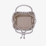 Perrie Bucket Mini Woven Square Tote - Off White