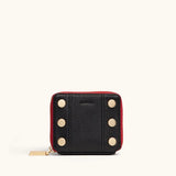 5 North Wallet-Black, Brushed Gold, Red Zip