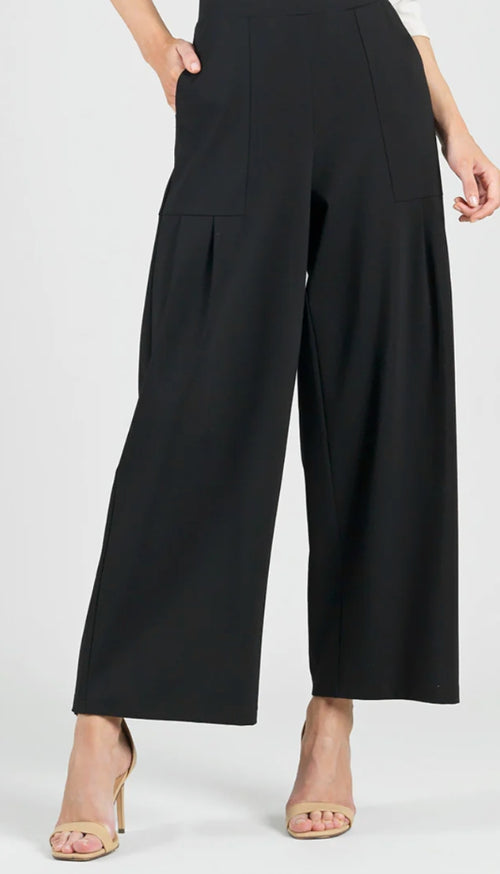 Wide Leg Pant With Pleated Pockets