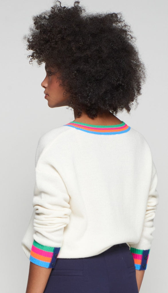 Multi Color Stripe V-Neck Sweater