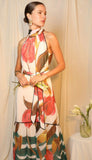 Maisy Neck Tie Print Tiered Maxi Dress