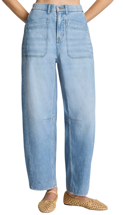 Lightweight Utility Barrel Leg Jeans - Seaside Blue