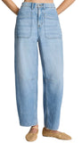Lightweight Utility Barrel Leg Jeans - Seaside Blue