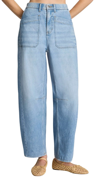 Lightweight Utility Barrel Leg Jeans - Seaside Blue