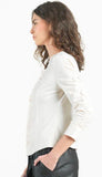Liquid Leather Ruched Zip 3/4 Sleeve Jacket