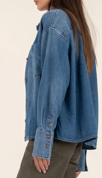 Gertie Button Front Shirt Long Sleeve Pocket
