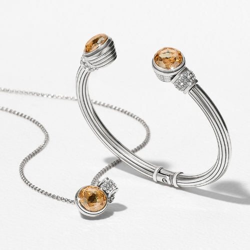 Meridian Aurora Petite Golden Silver Hinge Bangle