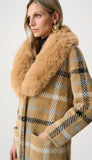 Plaid Coat With Detachable Faux Fur Collar