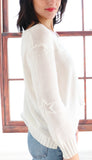 Star Embroidered 3/4 Sleeve V Neck