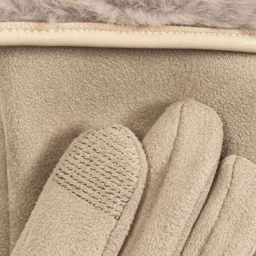 Stretch Suede Faux Fur Cuff Gloves