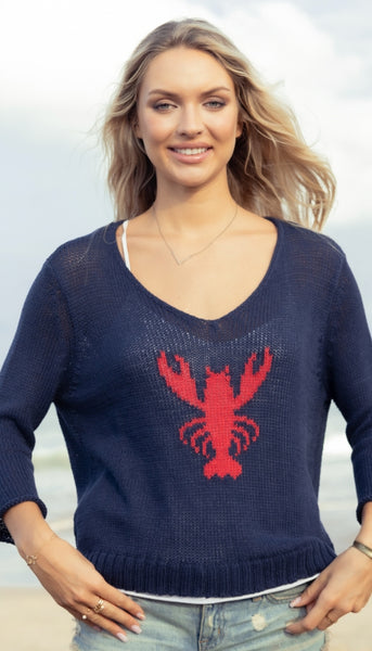 Lobster 3/4 Sleeve V Neck