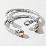 Meridian Aurora Petite Golden Silver Hinge Bangle