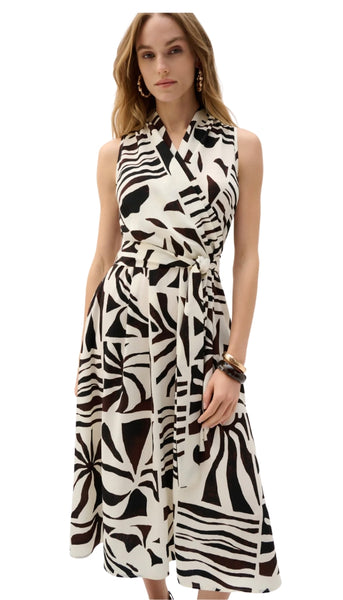 Gauze Tropical Print Fit And Flare Wrap Dress