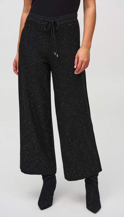 Sequined Sweater Knit Culotte Pants