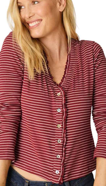Long Sleeve Pj Top-Pretty Stripes