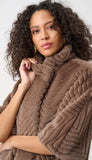 Chevron Faux Fur Cape Style Jacket