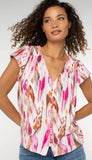 Flutter Sleeveless Button Front Top