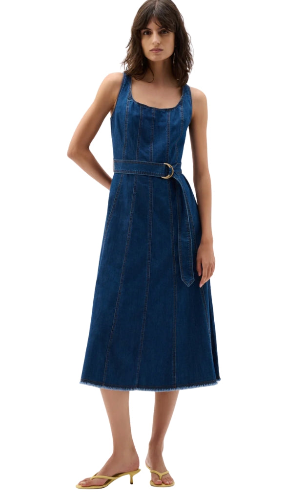 Denim Fit And Flare Midi Dress – Alapage Boutique Denim Fit And Flare Midi Dress – Alapage Boutique