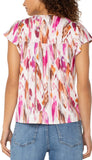 Flutter Sleeveless Button Front Top
