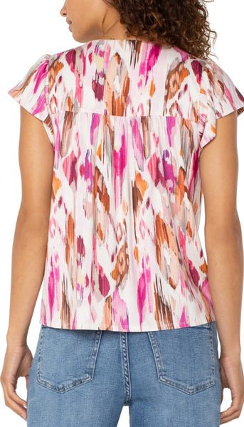 Flutter Sleeveless Button Front Top