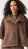Chevron Faux Fur Cape Style Jacket